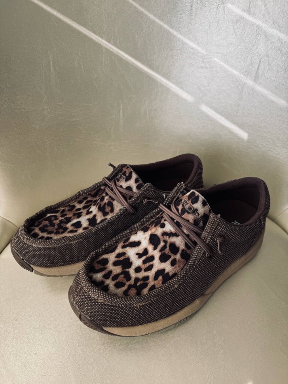 Roper Women's Leopard Accent Slip-On Sneakers-Size 10